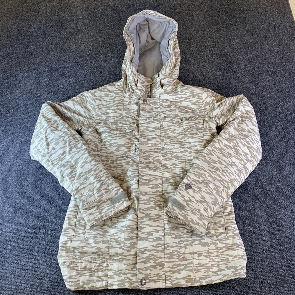Burton Dryride The White Collection Ski Jacket Womens XS Beige Camo Full Zip